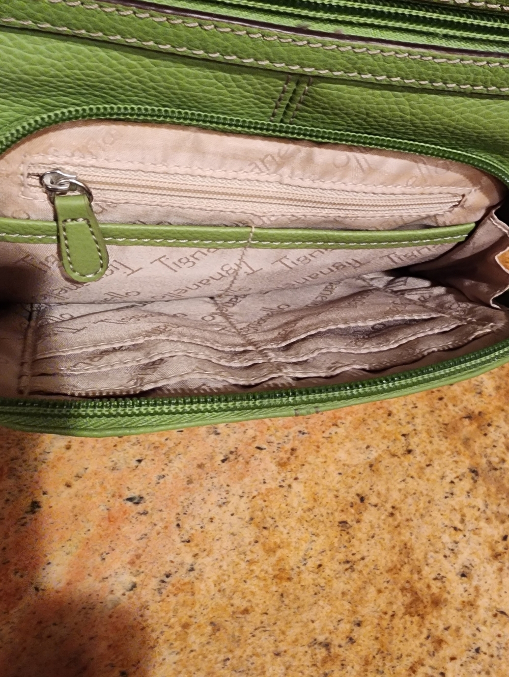 Tignanello Lime Green Crossbody Shoulder Bag - Lightweight Everyday Style - Picture 5 of 7